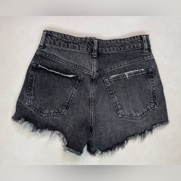 ZARA Cut Off Denim Jean Shorts Women Size 2 Black 6840 099 - Picture 2 of 6